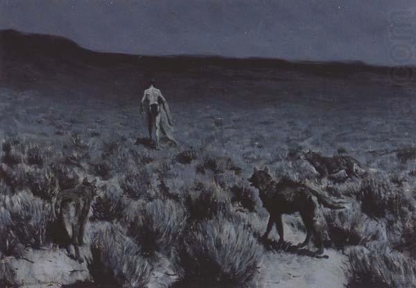 Frederic Remington The Wolves Sniffed Along the Trail (mk43) china oil painting image